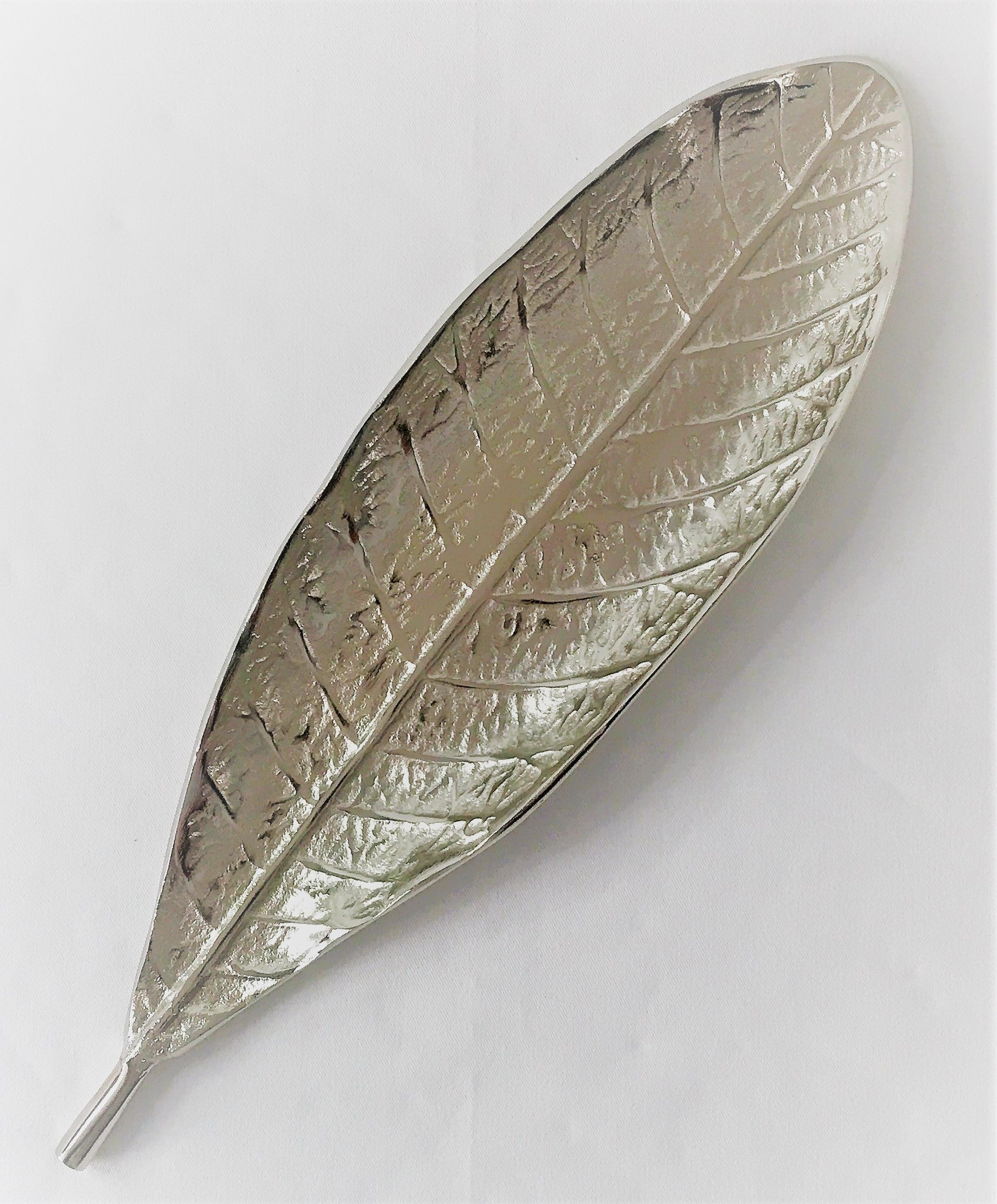 Leaf shape Nickel colour serving tray 19 x 5.25 x 1.25"