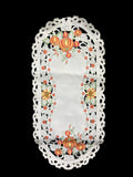 Pumpkin Embroidered Cutwork Rectangular Table Runner, 13 by 27 inch