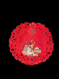 Snow Man Embroidered Cutwork Round Placemat, 12-Inch diameter