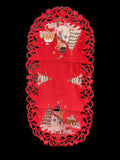 Snow Man Embroidered Cutwork Rectangular Table Runner, 15 by 43 inch