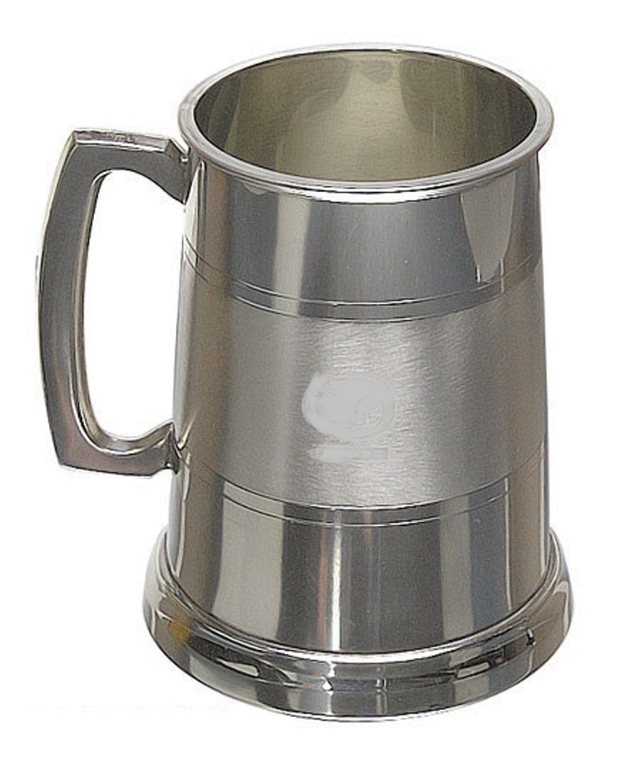 Pewter Plated Tankard w/Satin Band. Made in UK