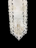 Christmas Candle Beige Lace Embroidered Cutwork Rectangular Table Runner, 11 by 64 inch