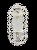 Christmas Candle Beige Lace Embroidered Cutwork Rectangular Table Runner, 13 by 27 inch