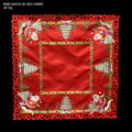 Santa Red Embroidered Cutwork Square Tablecloth, 44  inch square