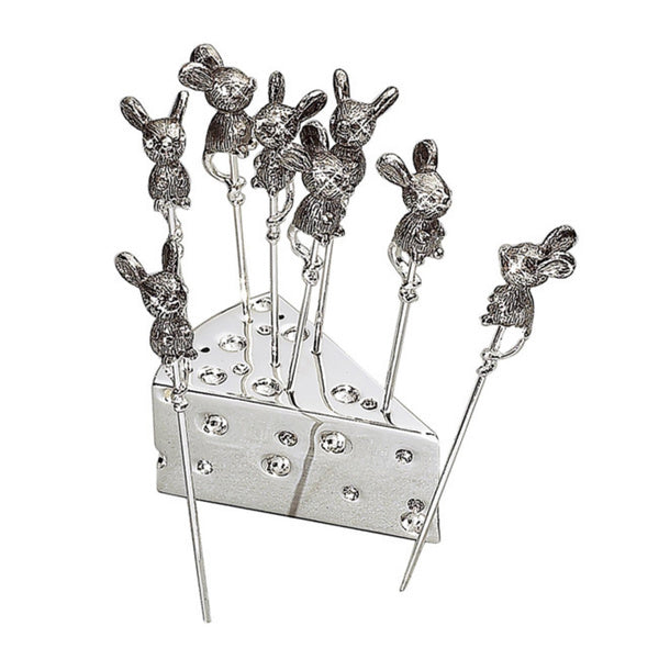 Mice Cheese Picks (set of 8) with crystal