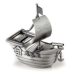 Pewter Finish Pirate Ship Money Bank