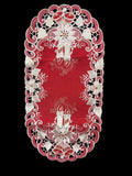 Poinsettia Embroidered Cutwork Rectangular Table Runner, 15 by 43 inch