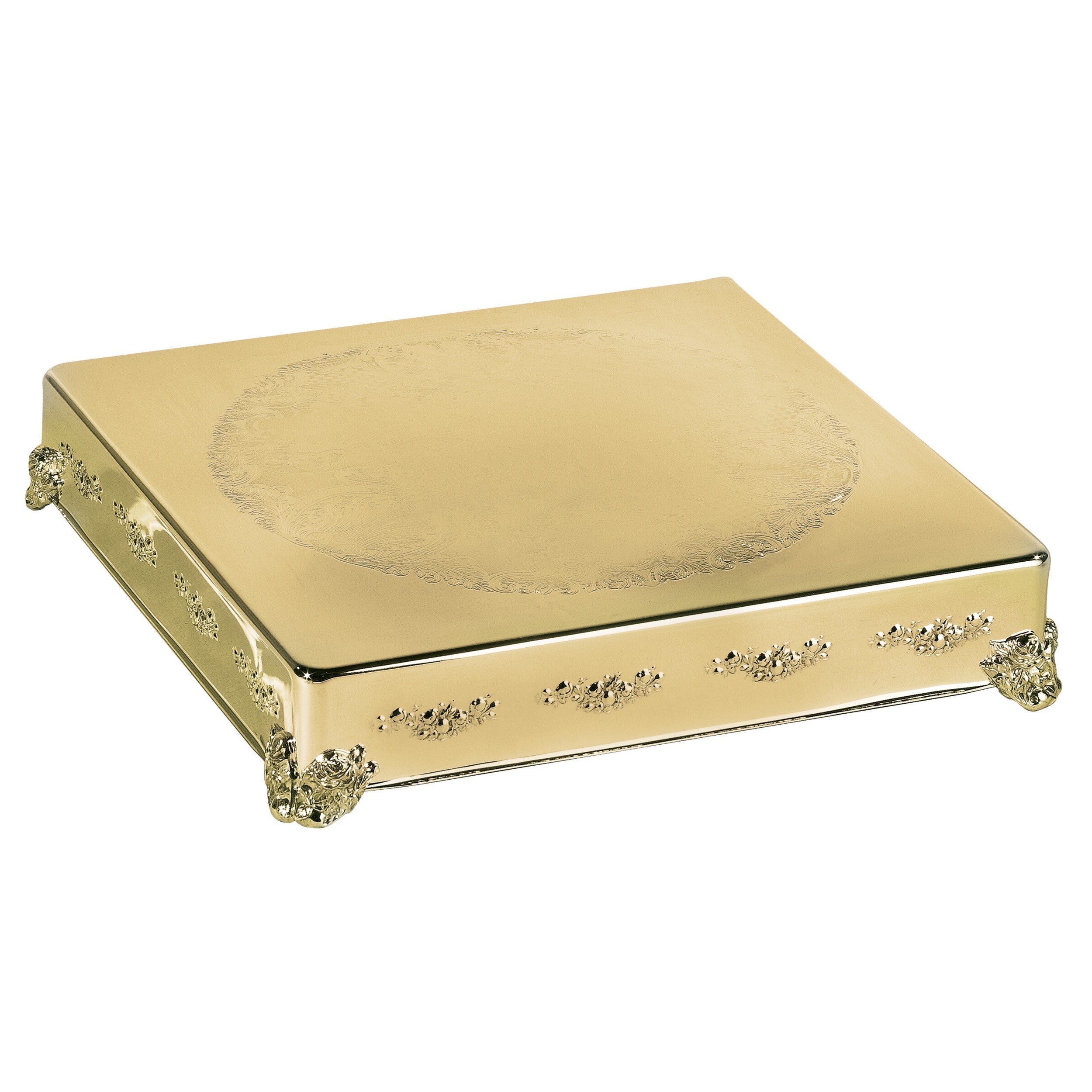 18" Square Cake Plateau, Gold Finish