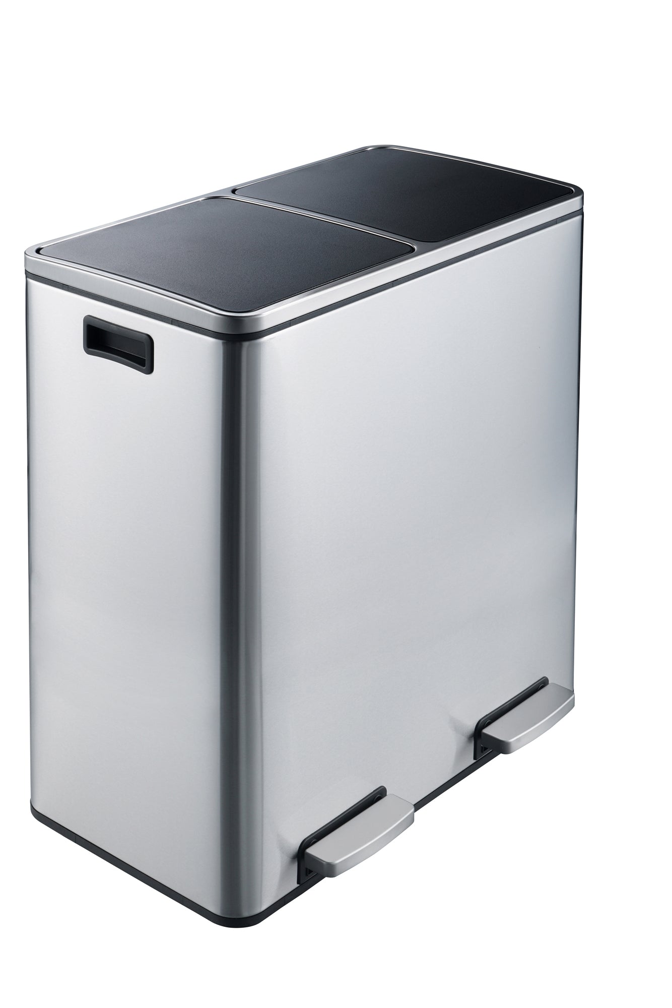 Stainless Steel 60L Stainless Steel Dual Compartment Trash Can - Matt Silver