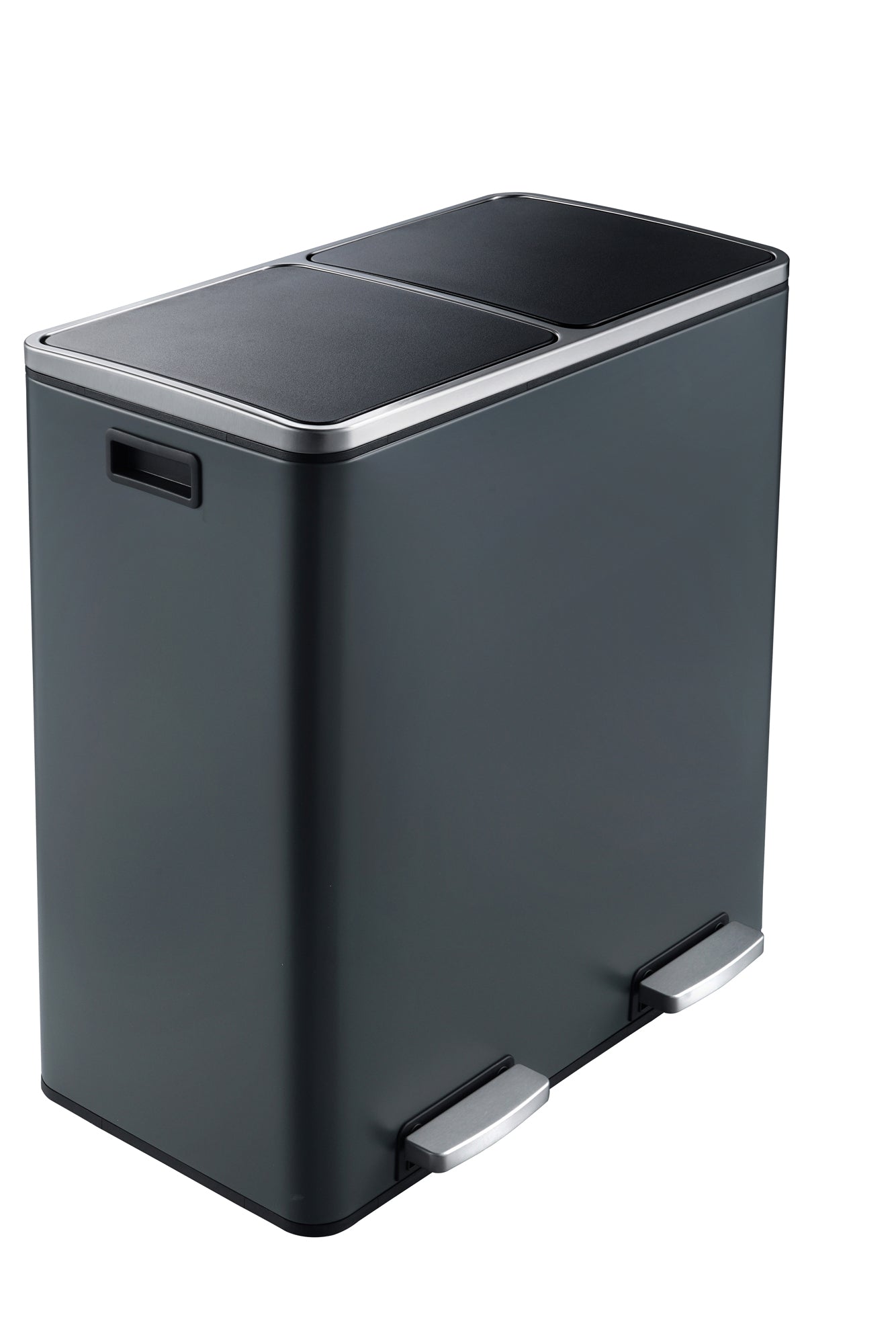 60L Dual Compartment Trash Can - Matt Grey