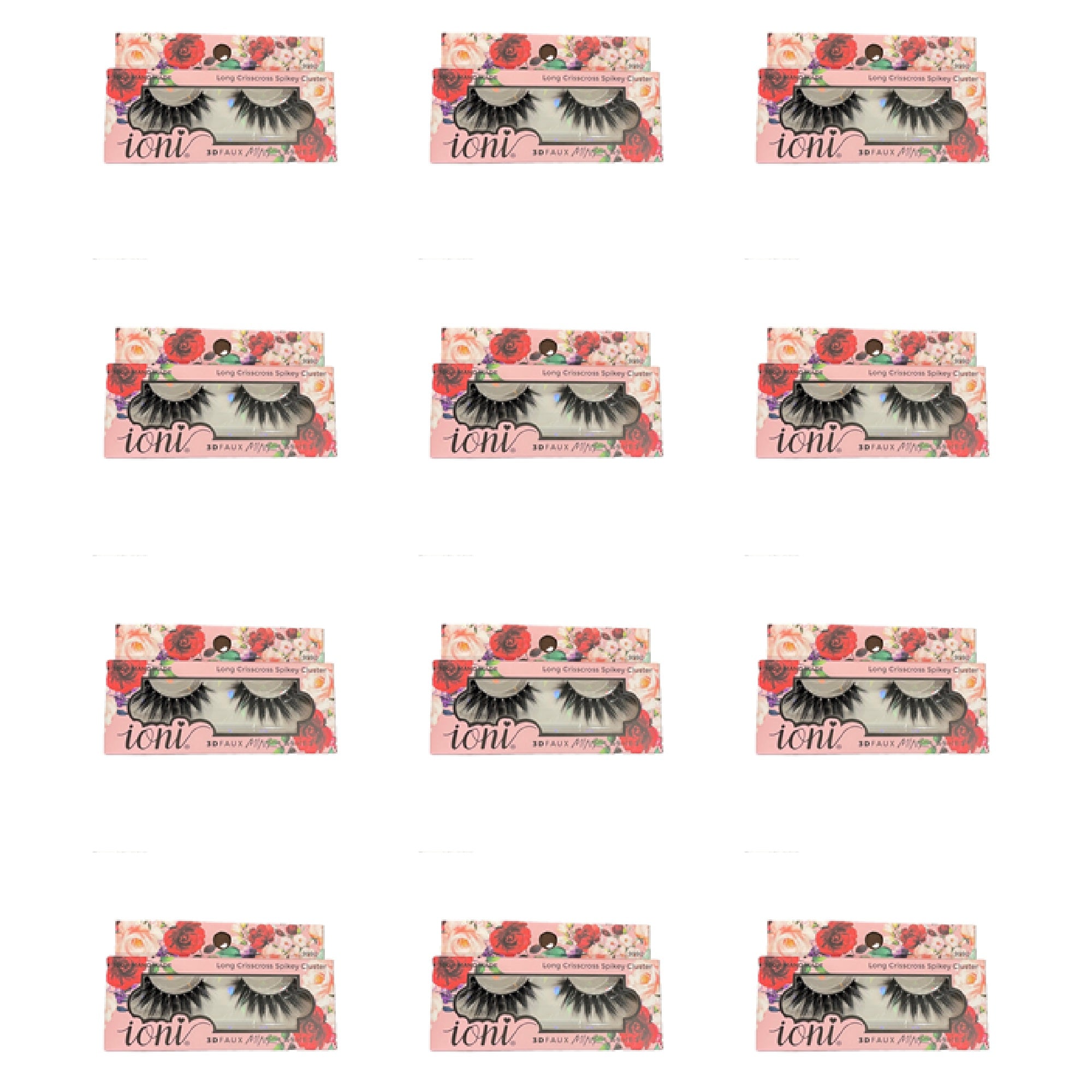 IONI Collector's Premium Edition 3D Faux Mink Lash long Criscross Spikey Cluster (Pack of 12)