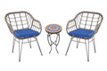 Faux Rattan Basket Chair set with Mosaic accent table-B2129XW2127GY