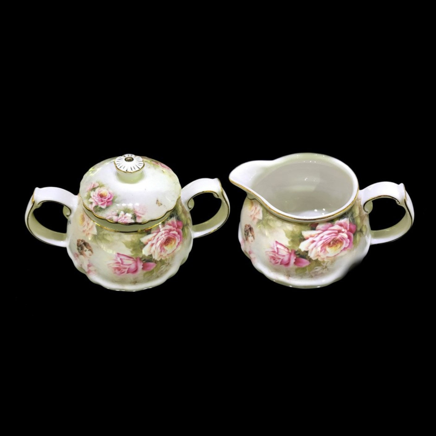Roses / Floral Design Sugar & Creamer Bowl Set New Bone China