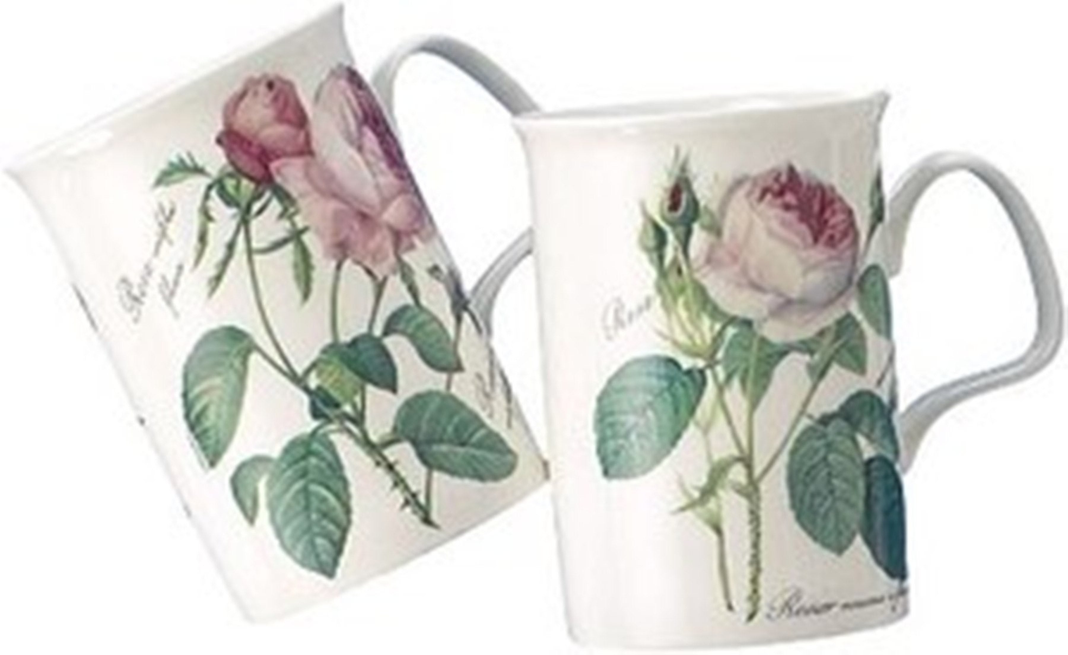 Roy Kirkham Lancaster Mug - Redoute Rose Set of 6, Bone China Ceramic Made in England