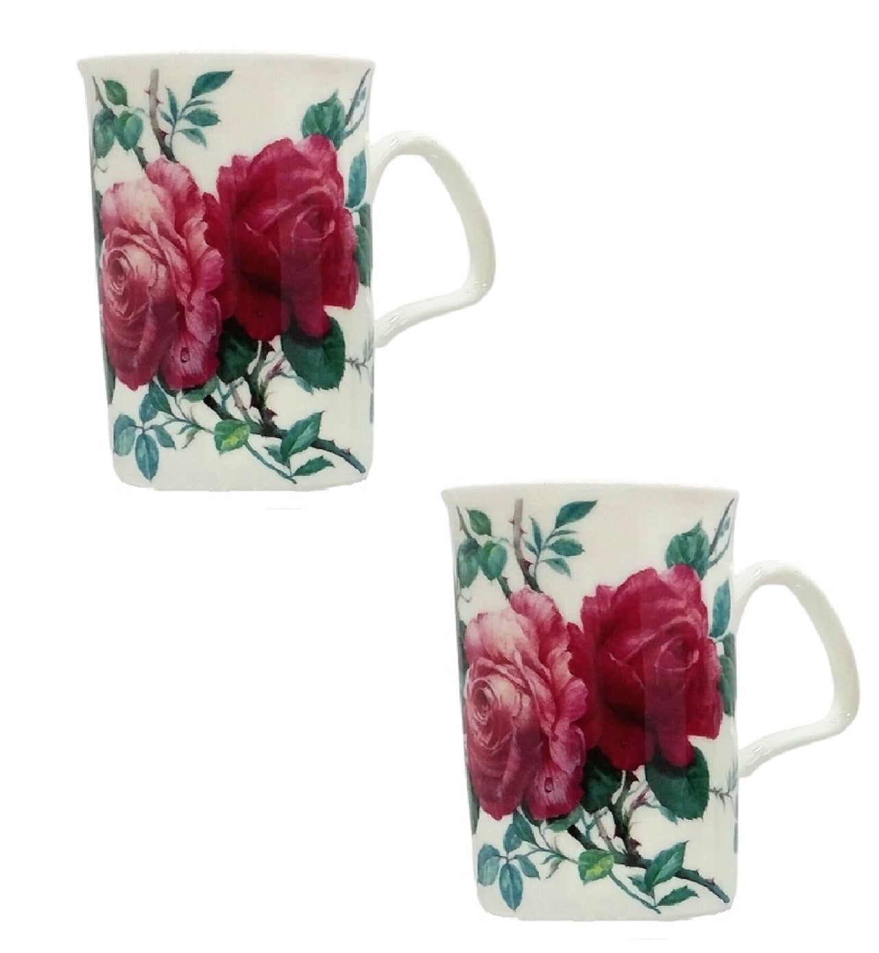 Roy Kirkham Lancaster Mug - English Rose Set of 6, Bone China Ceramic Made in England