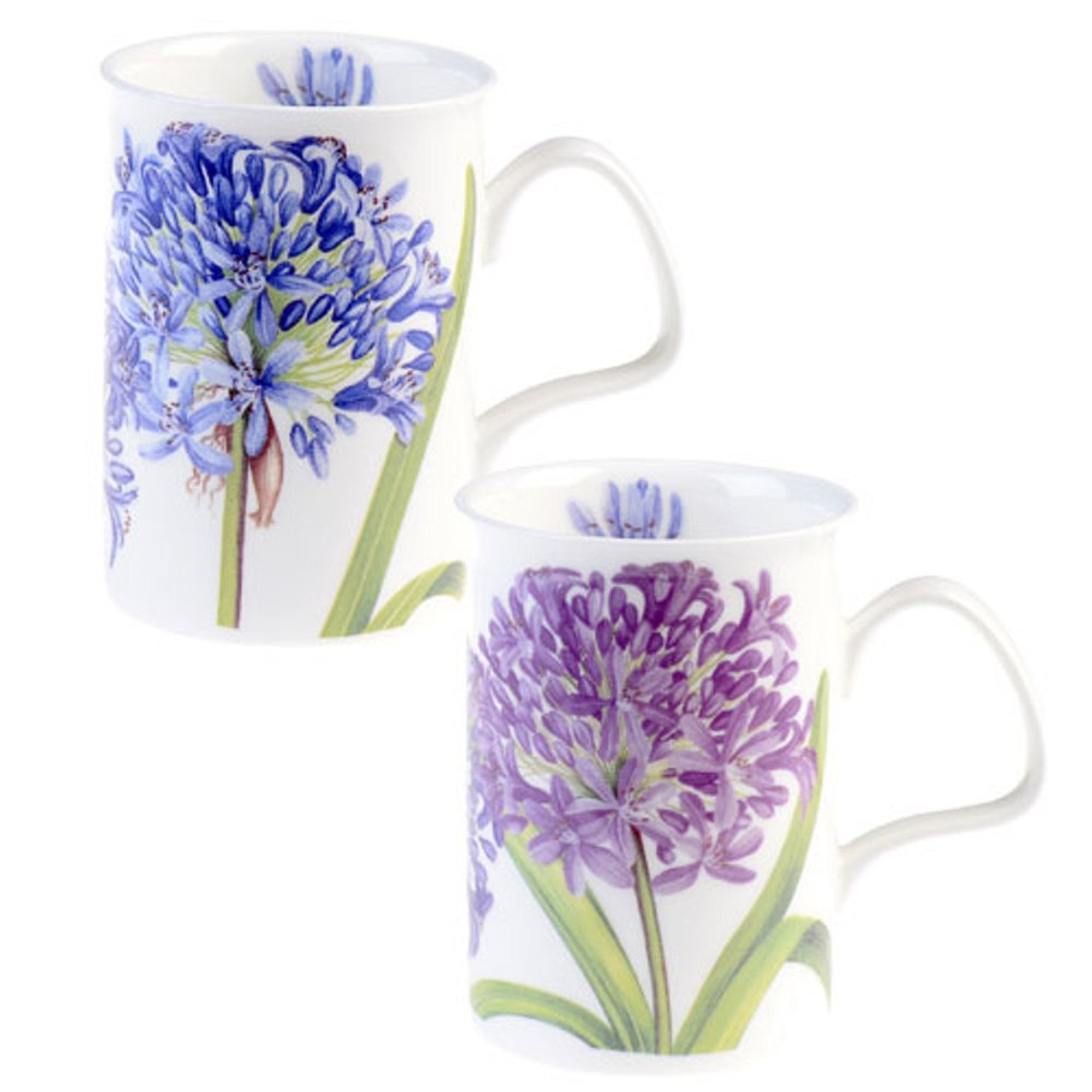 Roy Kirkham Lancaster Mug - Agapanthus Set of 6, Bone China Ceramic Made in England