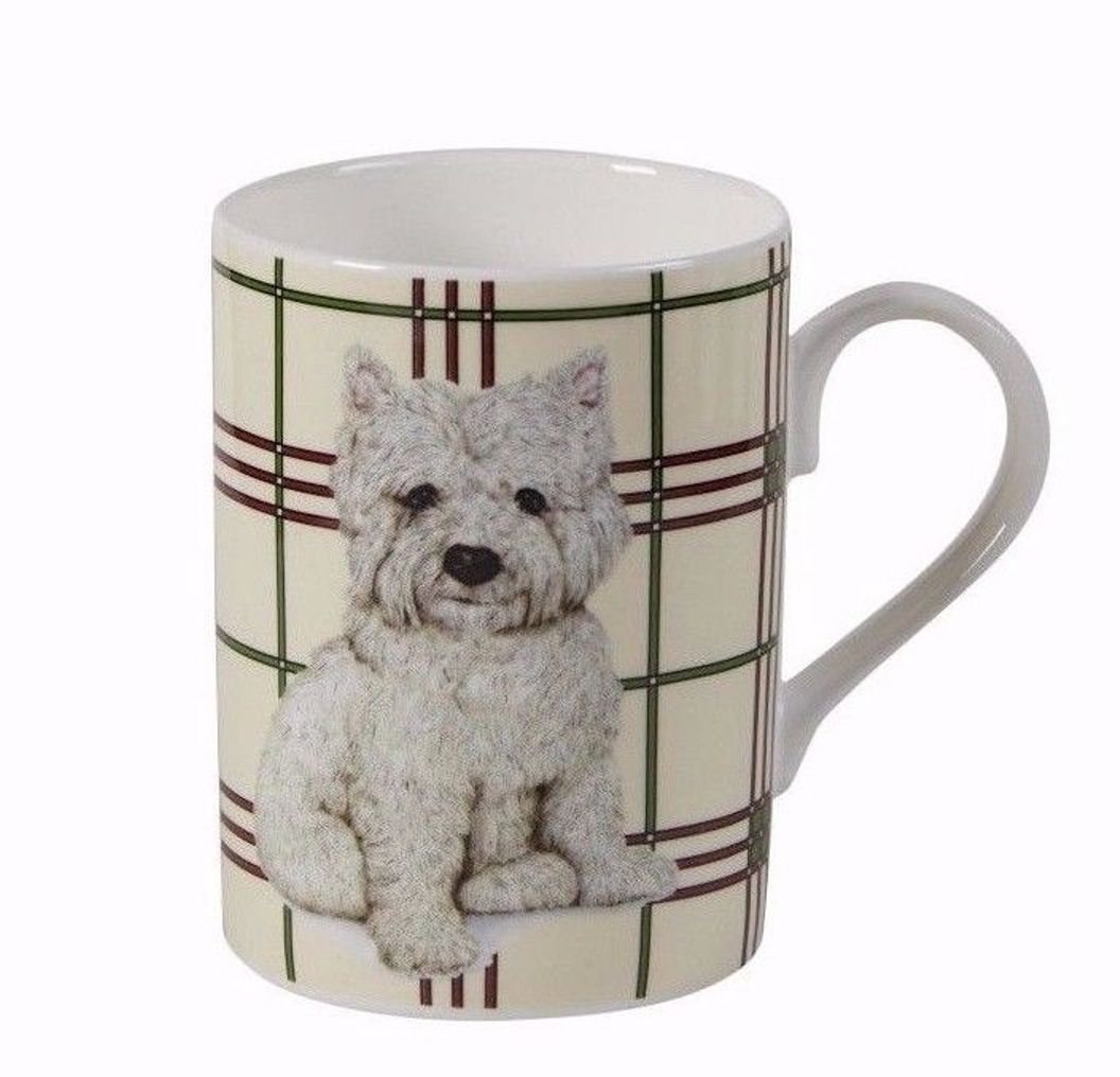 Roy Kirkham Lucy Mug - WESTIE, Set of 2, Lined Background color