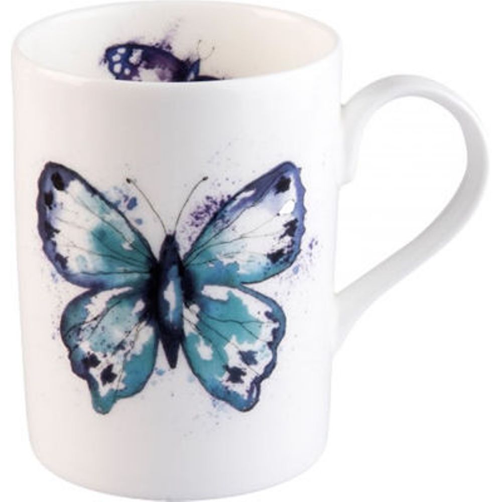 Roy Kirkham Lucy Mugs - Harmony Butterfly Set of 2: Large Green Butterfly
