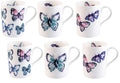 Roy Kirkham Lucy Mugs - Harmony Butterfly Set of 6, Bone China Ceramic, Made in England