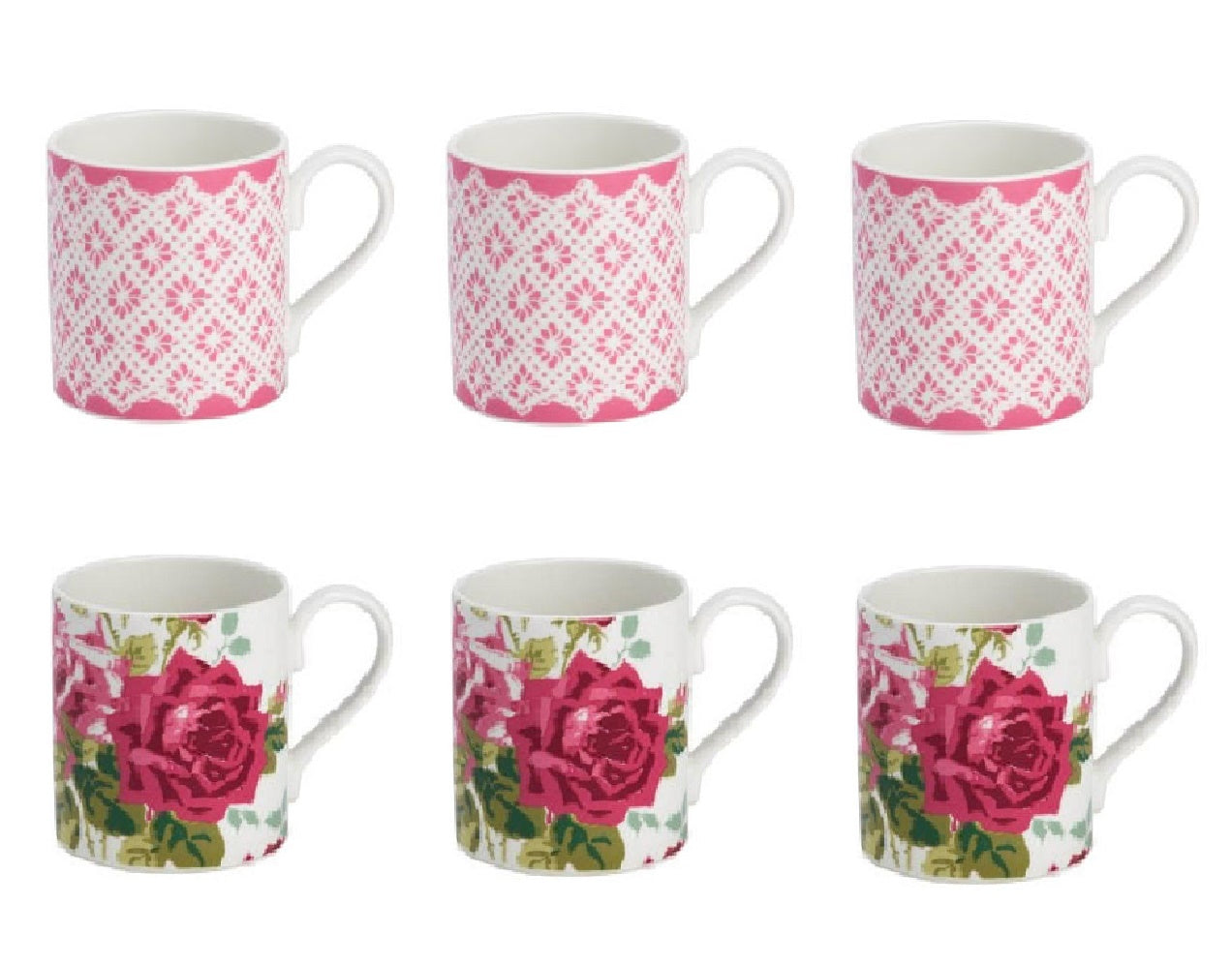 Roy Kirkham LARCH MUG - ROSA ALBA, Set of 6, Bone China Ceramic, Made in England