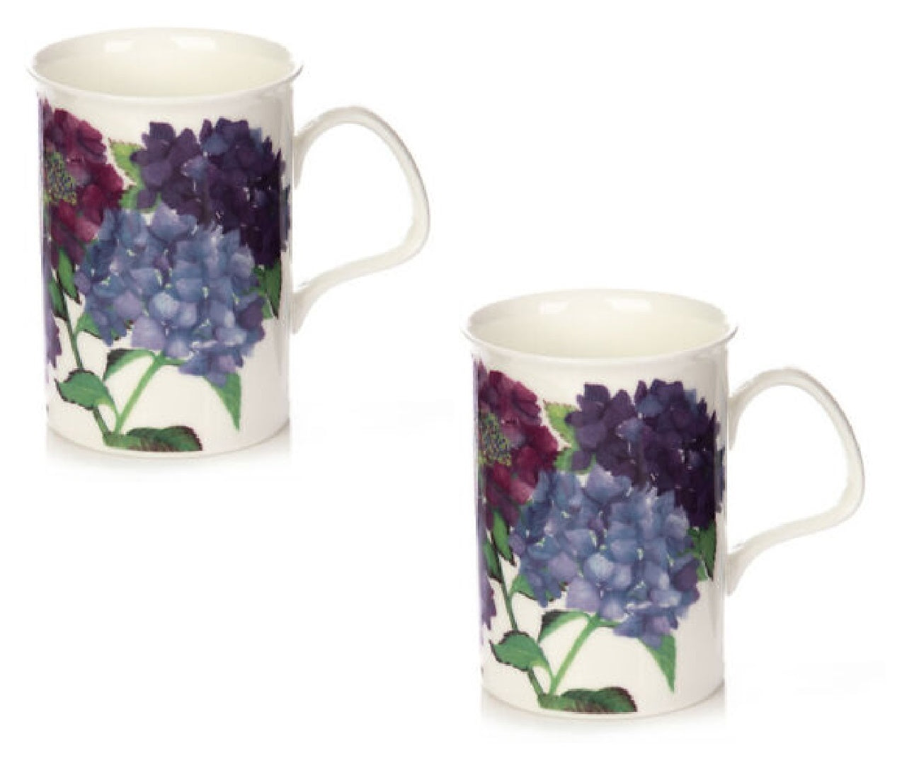 Roy Kirkham Lancaster Mug - Hydrangea Set of 6, Bone China Ceramic Made in England