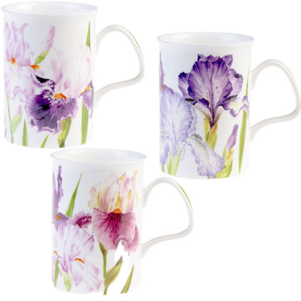 Roy Kirkham Lancaster Mug - Iris, Set of 6, Bone China Ceramic, Made in England
