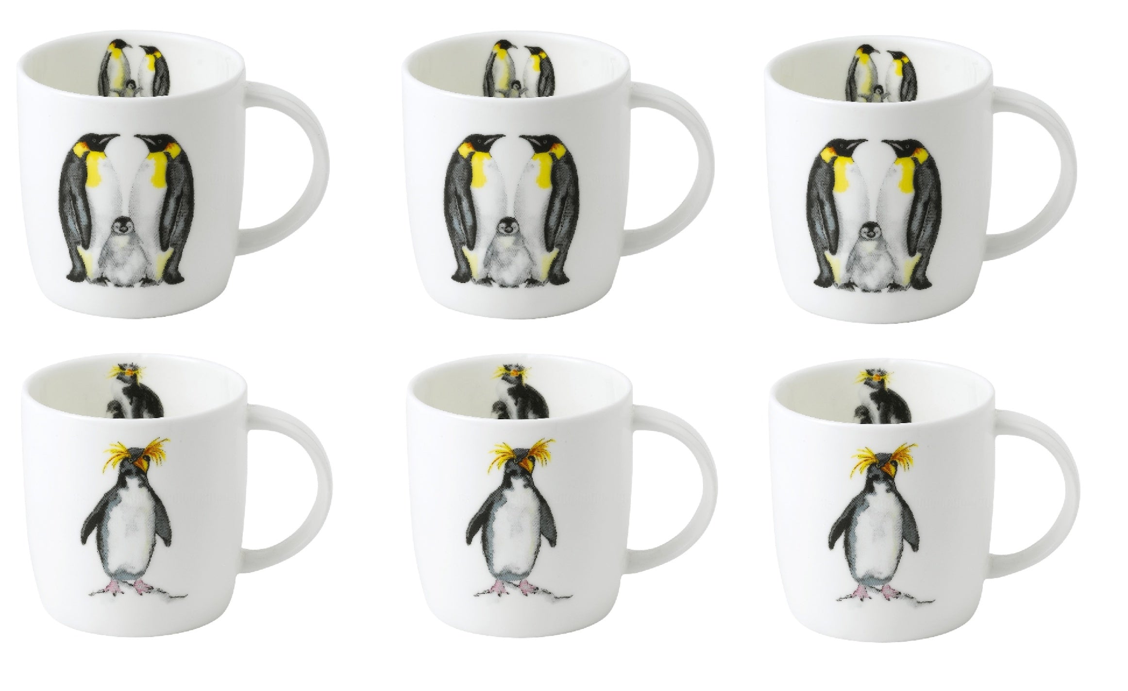 Roy Kirkham SOPHIE MUG - PENGUIN, Set of 6, Bone China Ceramic, Made in England