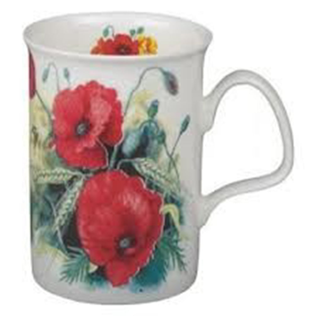 Roy Kirkham Lancaster Mug - Poppy, Set of 6, Bone China Ceramic Made in England