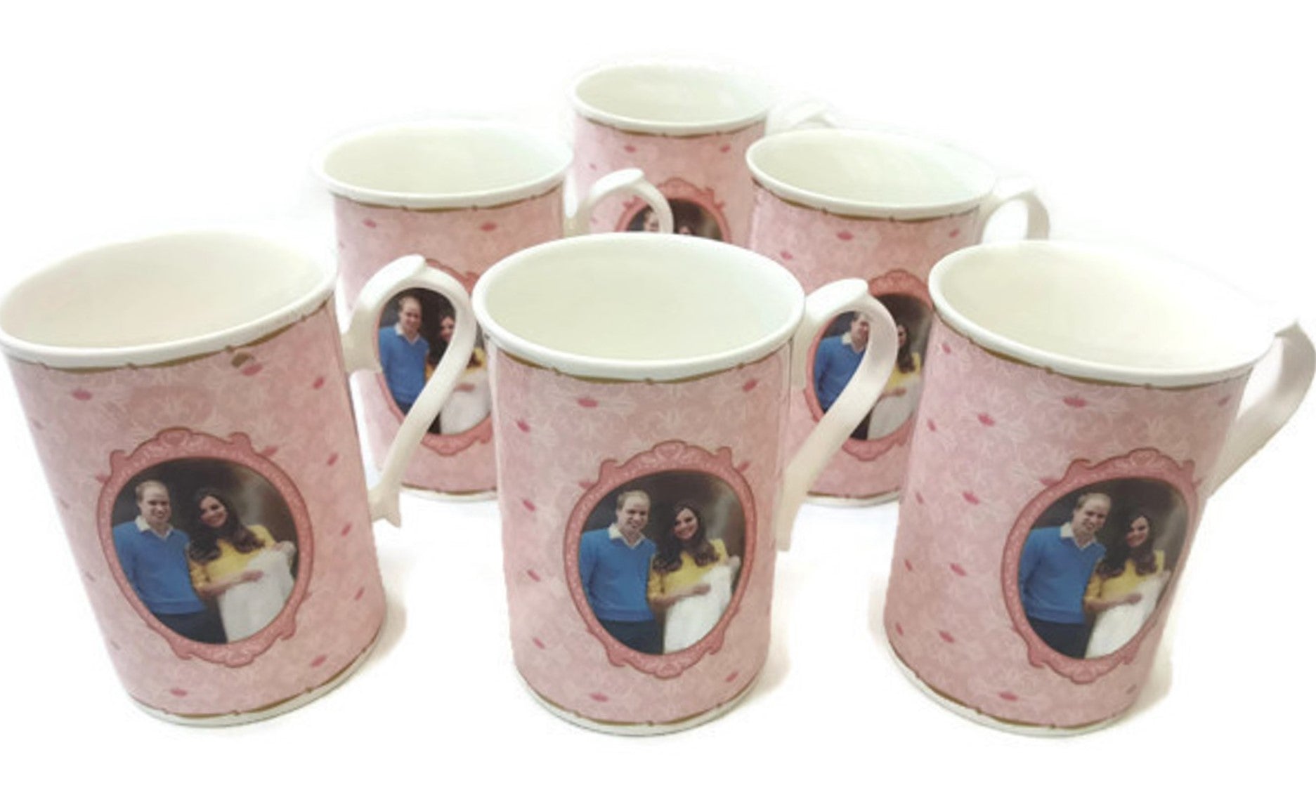 Roy Kirkham Anne Mug - Princess Charlotte Set of 6, Bone China Ceramic Made in England