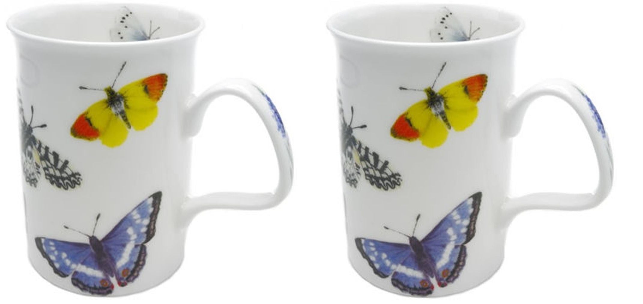 Roy Kirkham Lancaster Mug - Butterfly Garden Set of 2, Blue Color Butterfly