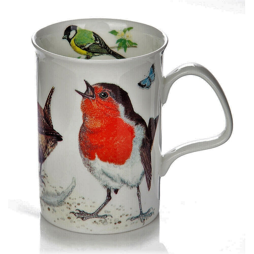 Roy Kirkham Lancaster Mug - Garden Birds Set of 2, Orange Color