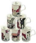 Roy Kirkham Lancaster Mug - Dogs Galore Set of 6, Bone China Ceramic Made in England