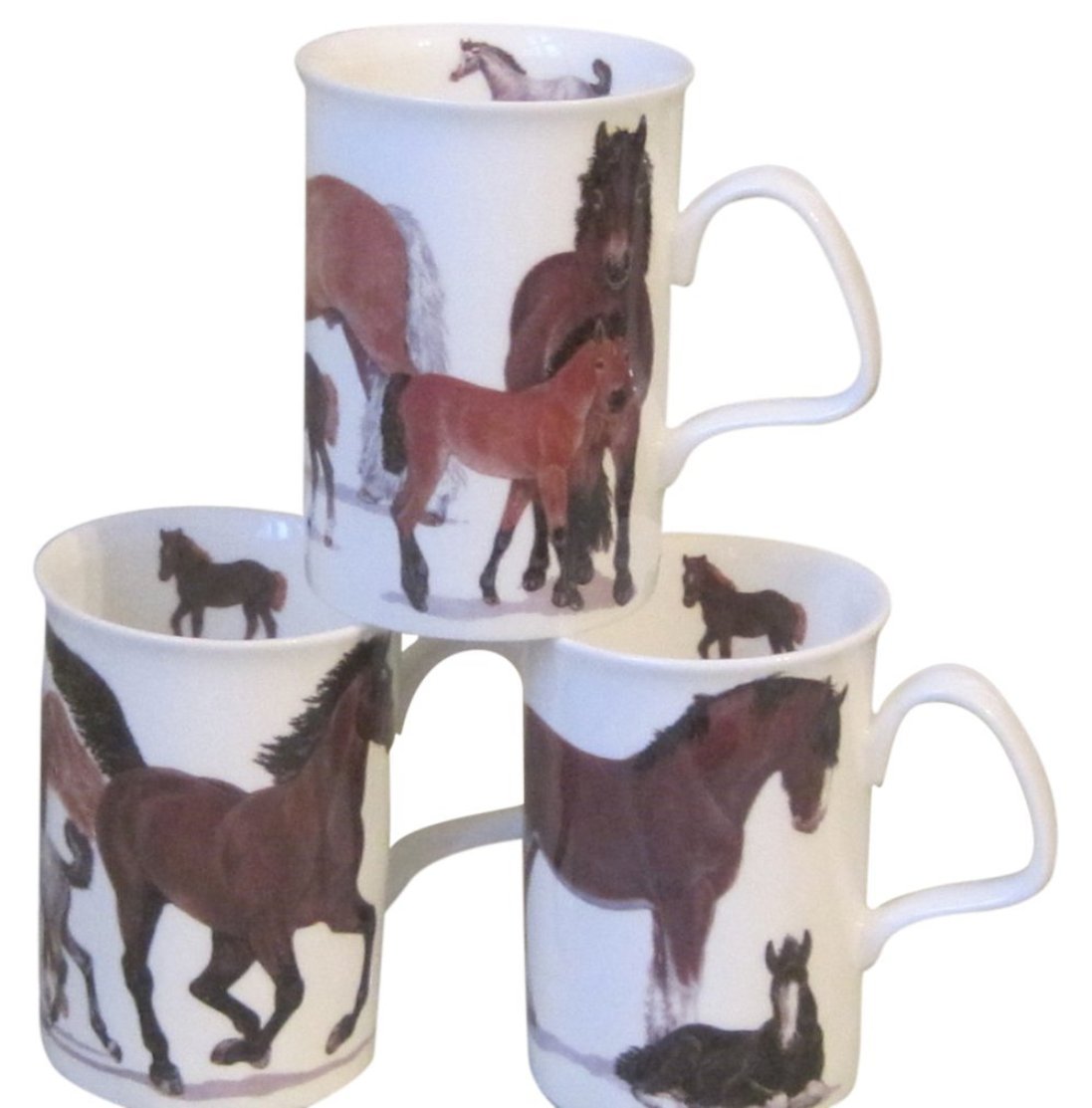 Roy Kirkham Lancaster Mug - Horses Set of 6, Bone China Ceramic Made in England