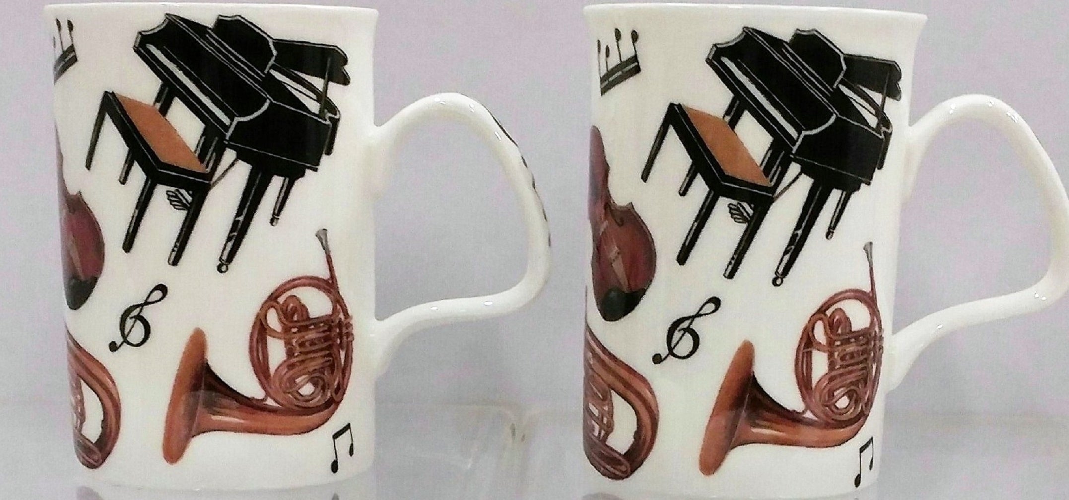 Roy Kirkham Lancaster Mug - Concert Set of 2, Black Piano