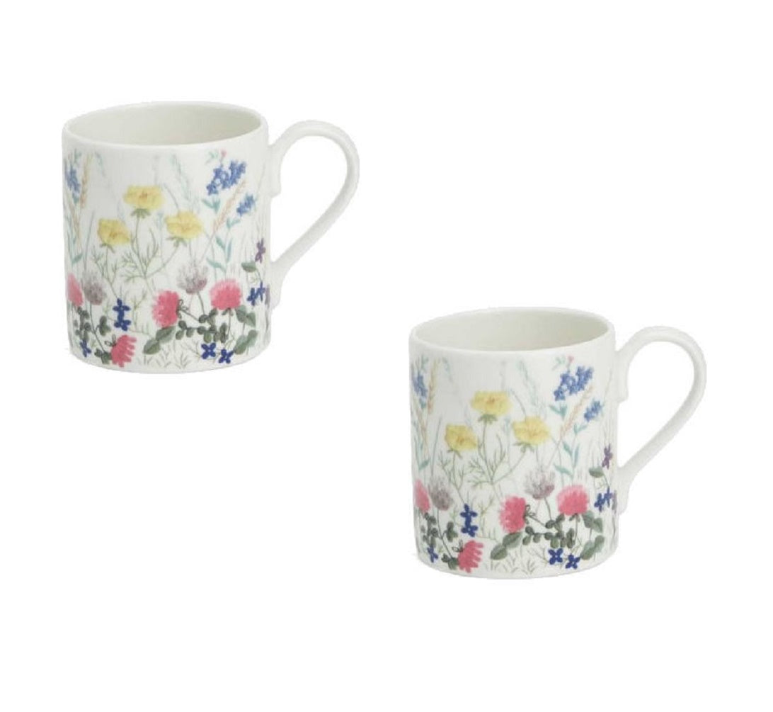 Roy Kirkham LARCH MUG-NINA CAMPBELL, ENGLISH MEADOW, SET of 2, Pink, Purple and Yellow Colors