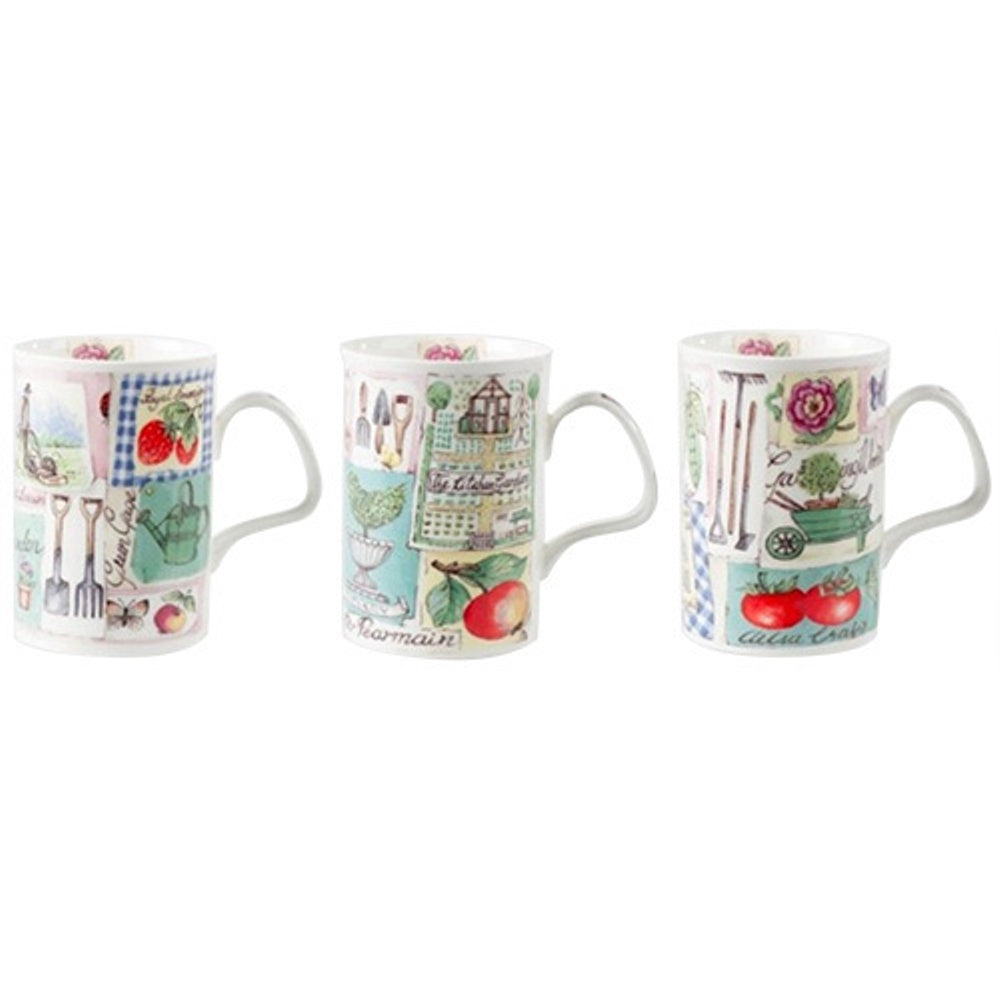 Roy Kirkham Lancaster Mug - My Garden Set of 6, Bone China Ceramic Made in England