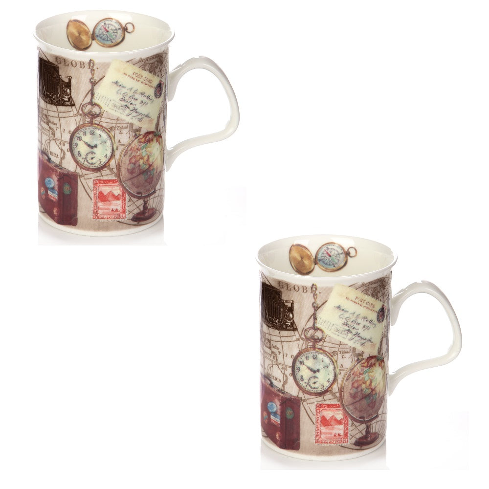 Roy Kirkham Lancaster Mug - Pastimes Set of 2, Globe design