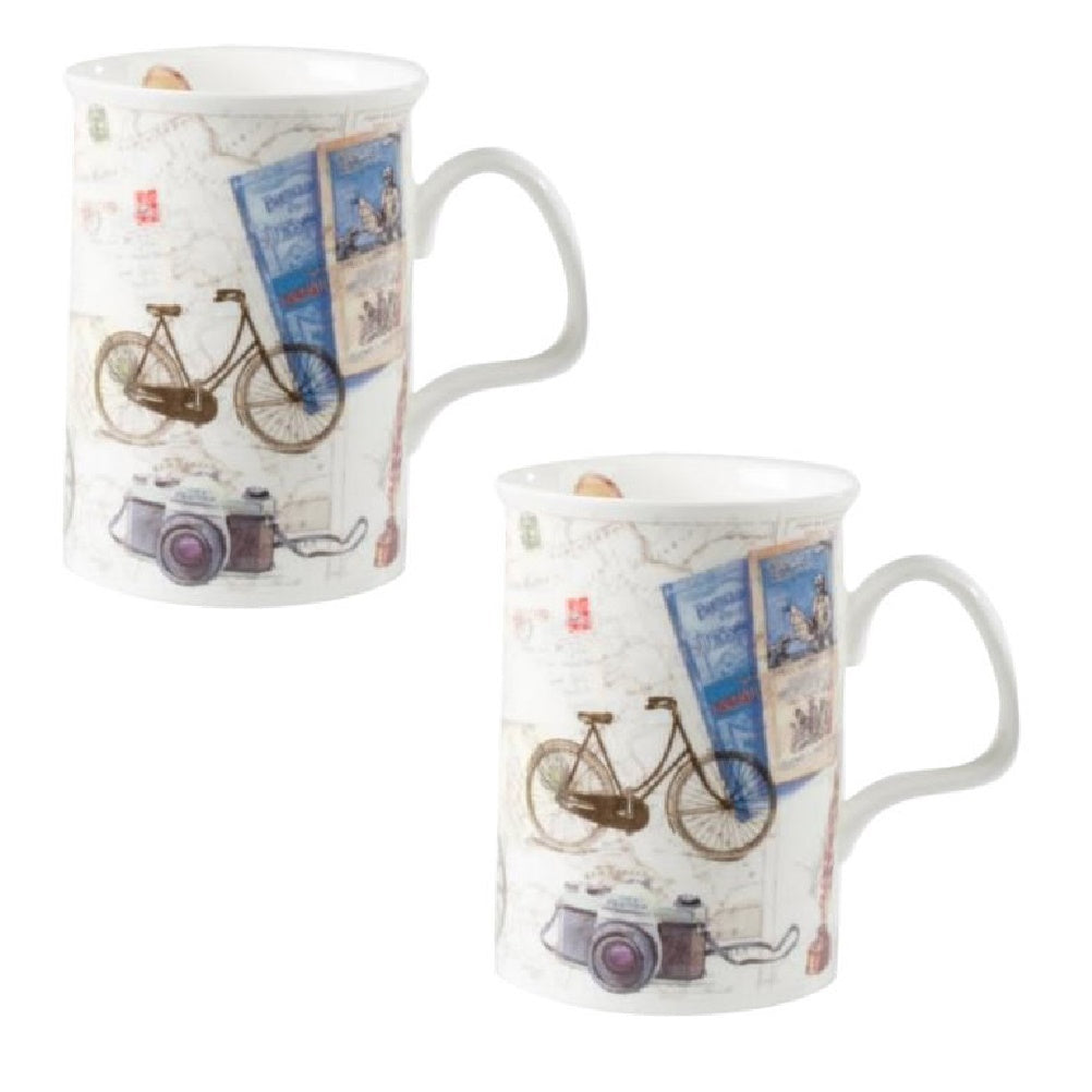 Roy Kirkham Lancaster Mug - Pastimes Set of 2, Bike design