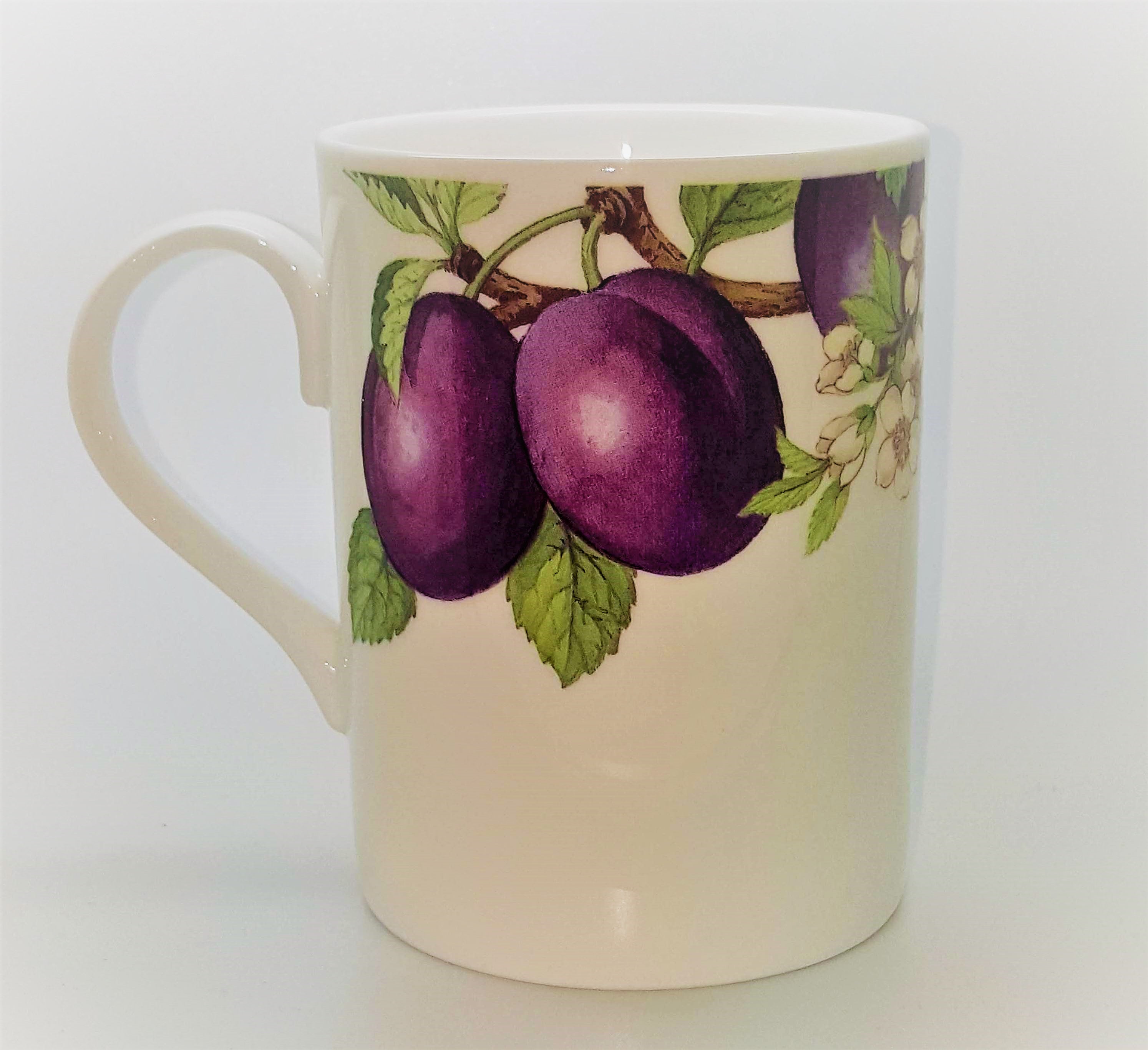 Roy Kirkham LUCY MUG-PLUM  FRUIT TREE, Set of 6, Bone China Ceramic, Made in England