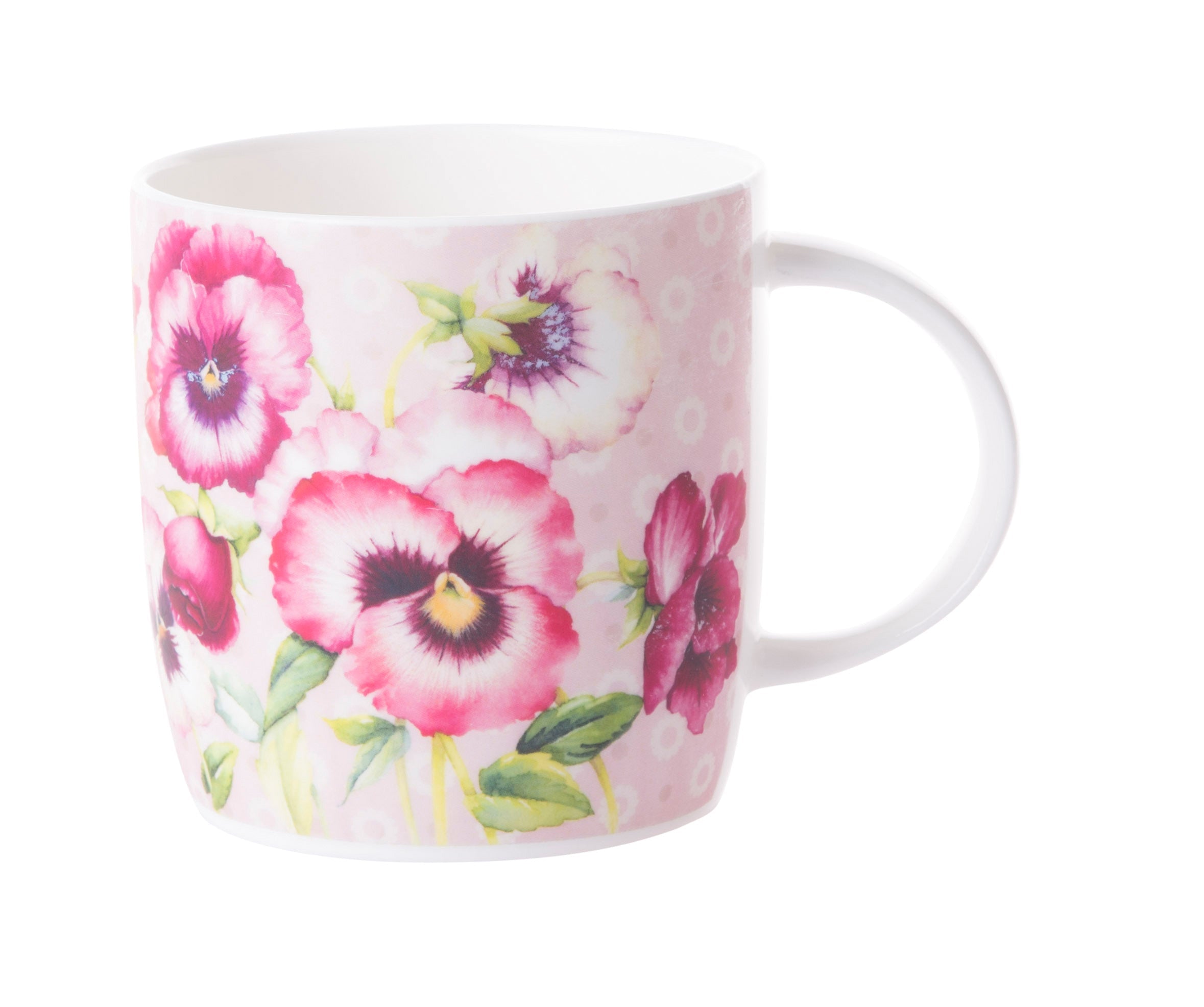 Roy Kirkham Sophie Mugs - Pansy Garden Set of 6, Bone China Ceramic, Made in England