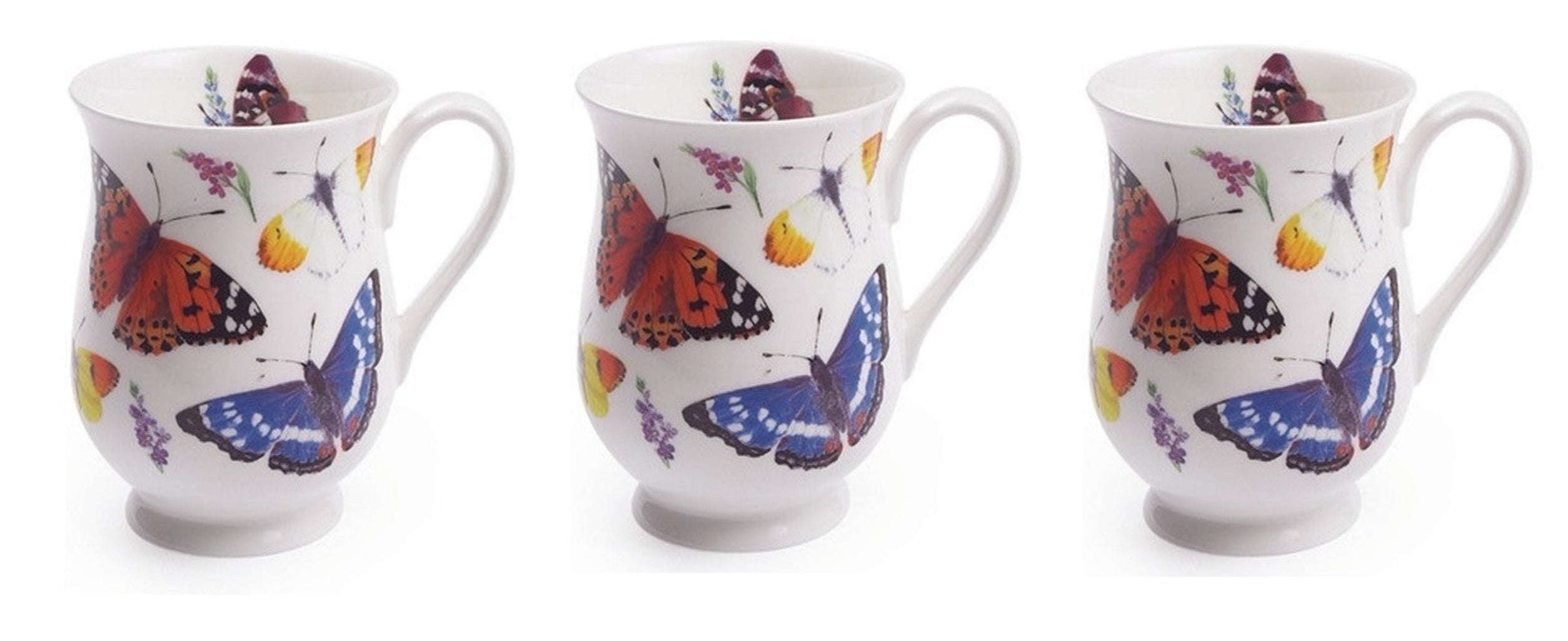 Roy Kirkham Eleanor Mug - Butterfly Garden Set of 2, Orange, White and Blue Colors
