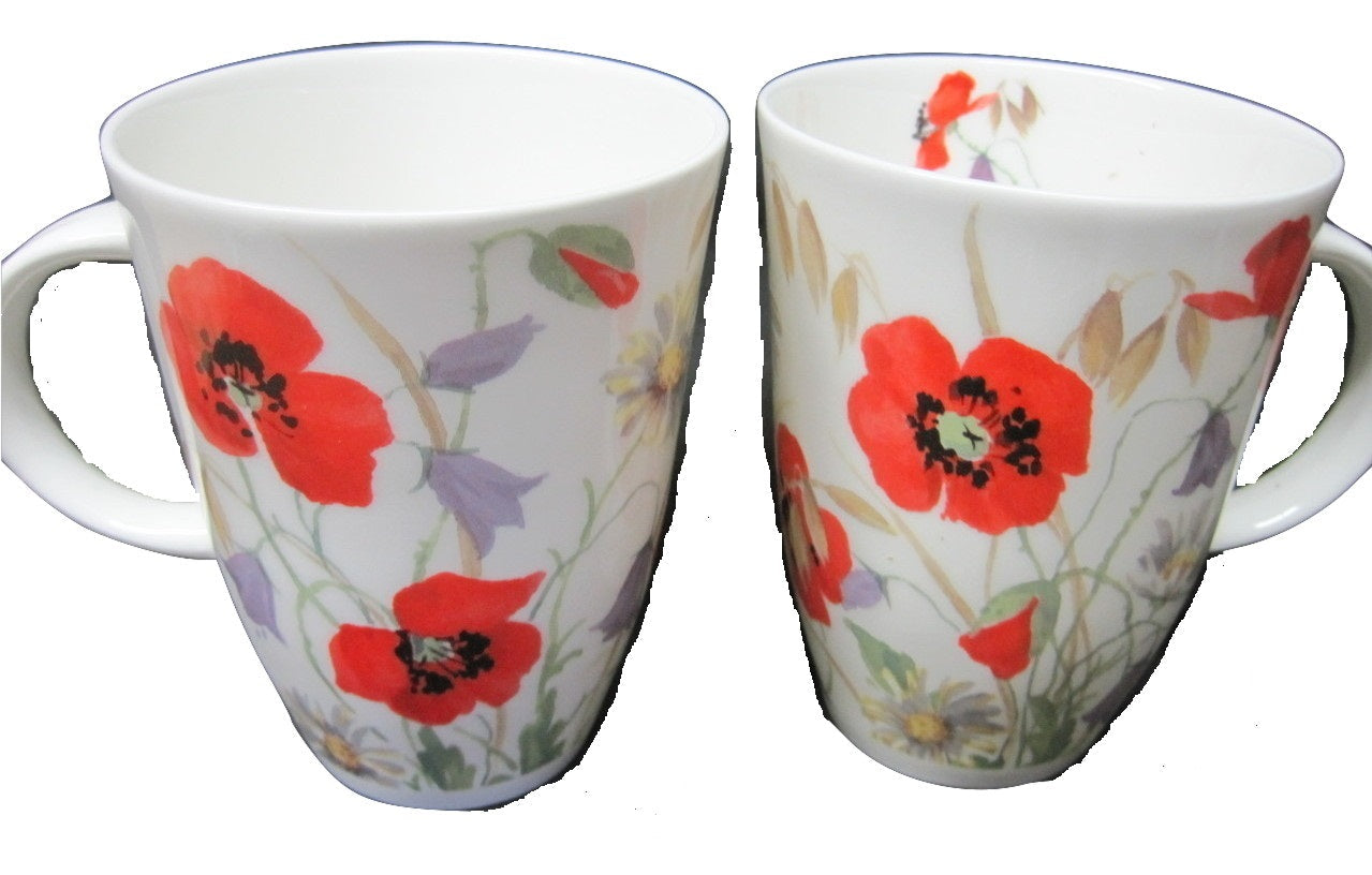 Roy Kirkham Louise Mug - English Meadow Set of 6, Bone China Ceramic Made in England