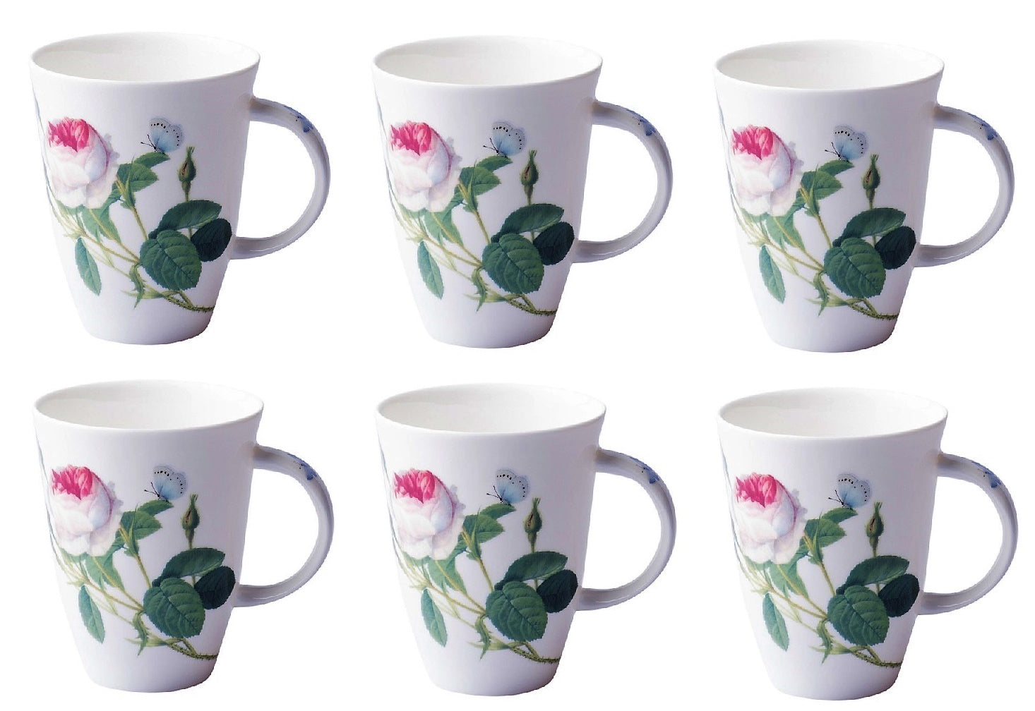 Roy Kirkham LOUISE MUG-PALACE GARDEN, Set of 6, Bone China Ceramic, Made in England