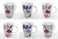 Roy Kirkham LOUISE MUG - SWEET PEA, Set of 6, Bone China Ceramic, Made in England