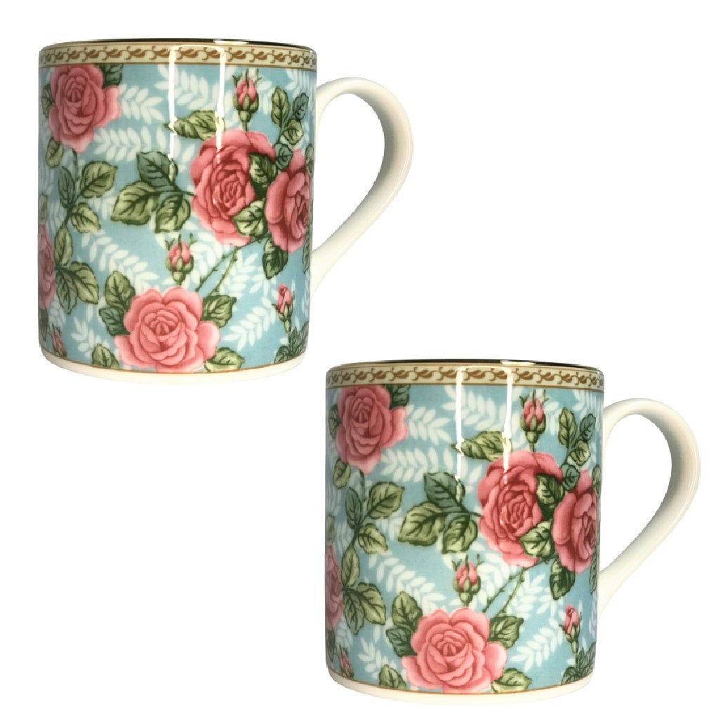 Roy Kirkham THE CLASSIC COLLECTION FLORAL SCENTS LARCH MUGS - ROSE   - Set of 6, Bone China Made in England