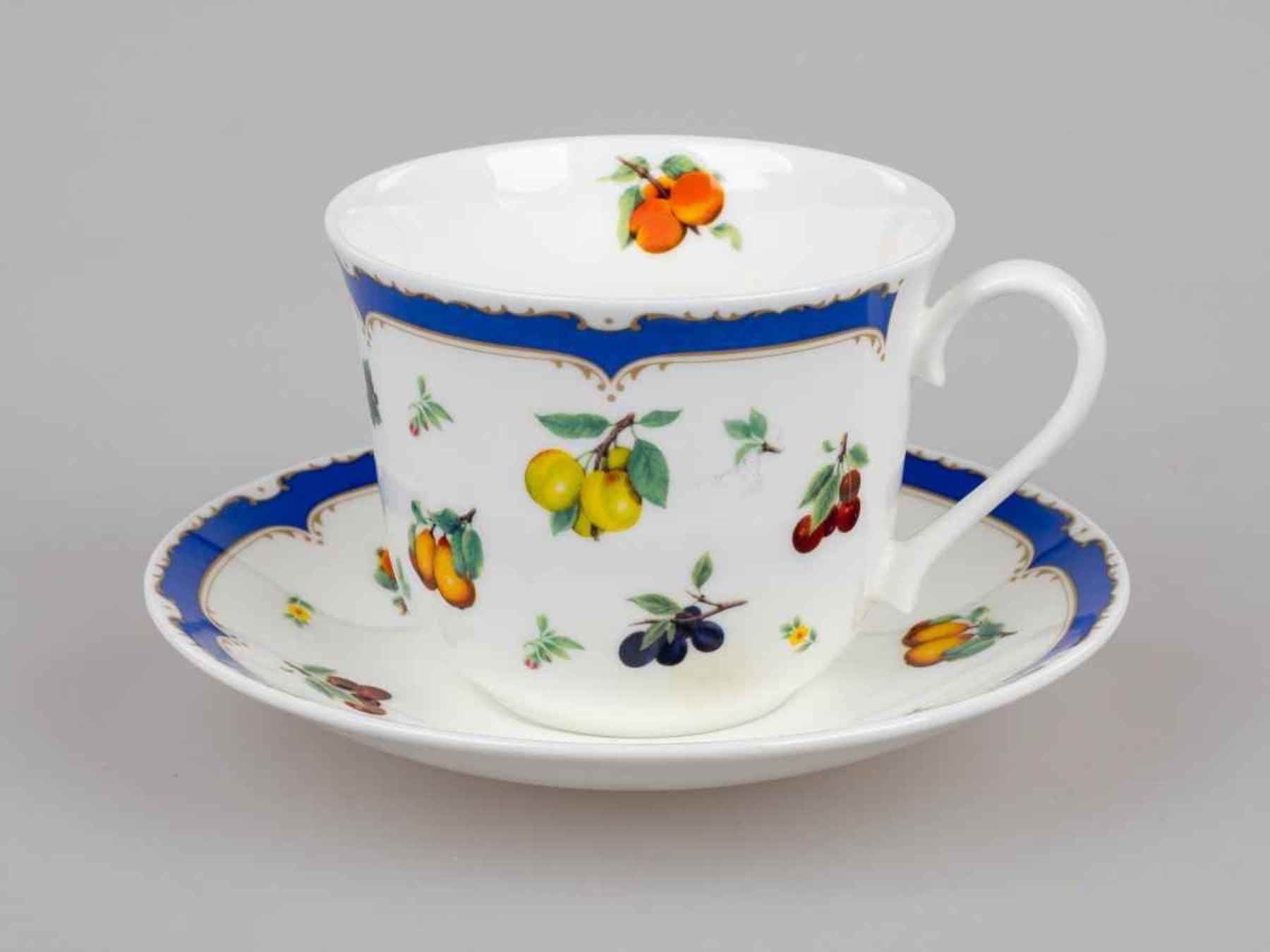 Roy Kirkham Breakfast Cup/Saucer - Heritage Fruit Set of 2, Bone China Ceramic Made in England