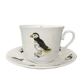Roy Kirkham Breakfast Cup & Saucer - Puffin Parade Set of 2 , Bone China Ceramic, Made in England