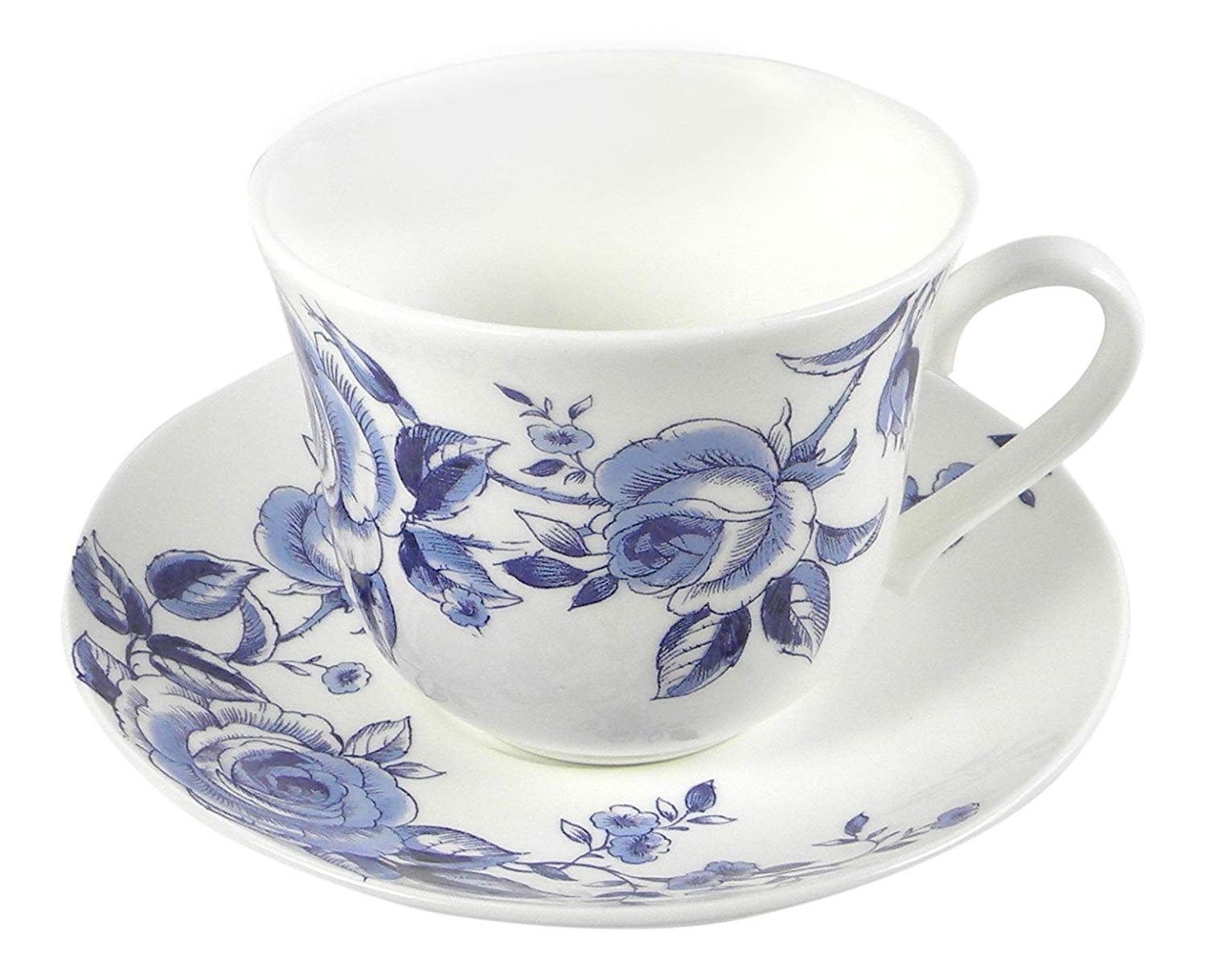 Roy Kirkham Breakfast CUP & SAUCER -ENGLISH BLUE  Set of 2 Bone China Made in England