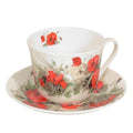 Roy Kirkham Breakfast Cup & Saucer - Poppy, Set of 2 Bone China Ceramic, Made in England