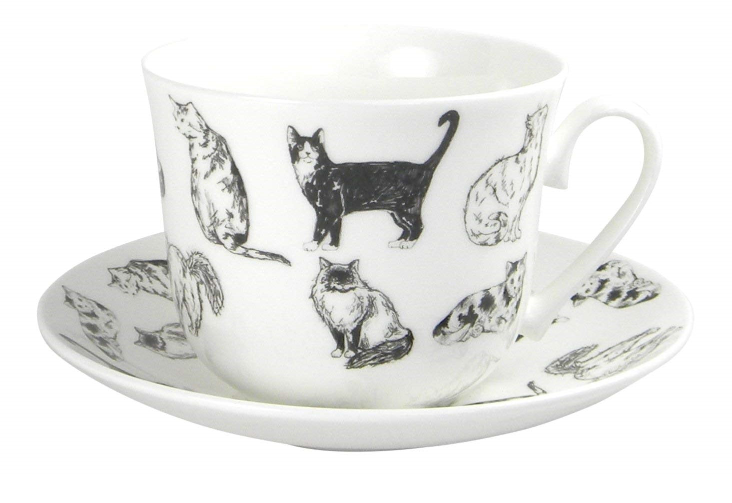 Roy Kirkham Breakfast Cup/Saucer - COUNT CATS Set of 2